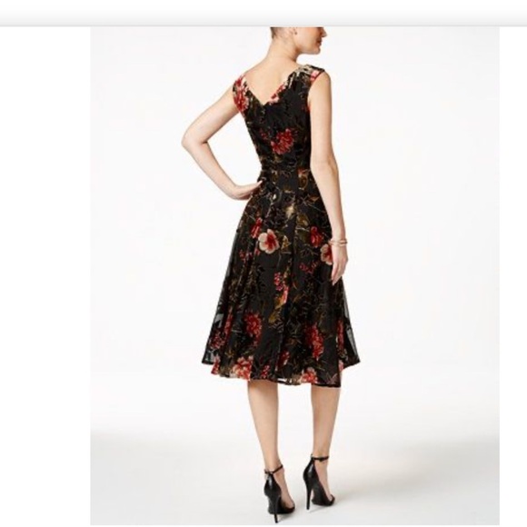 Betsey Johnson burn out velvet crepe floral mid dress size 10 grunge whimsigod - Picture 2 of 13